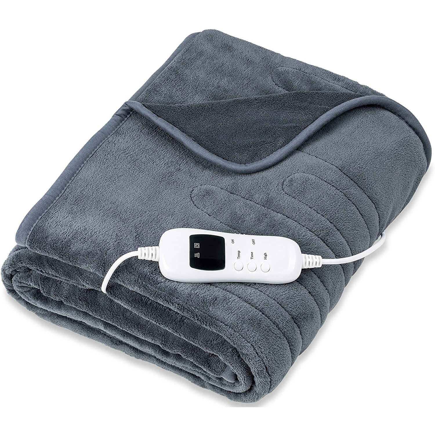 Sinnlein® Elektrische deken van pluche, 180 x 130 cm, grijs, met automatische uitschakeling, knuffeldeken, timerfunct...