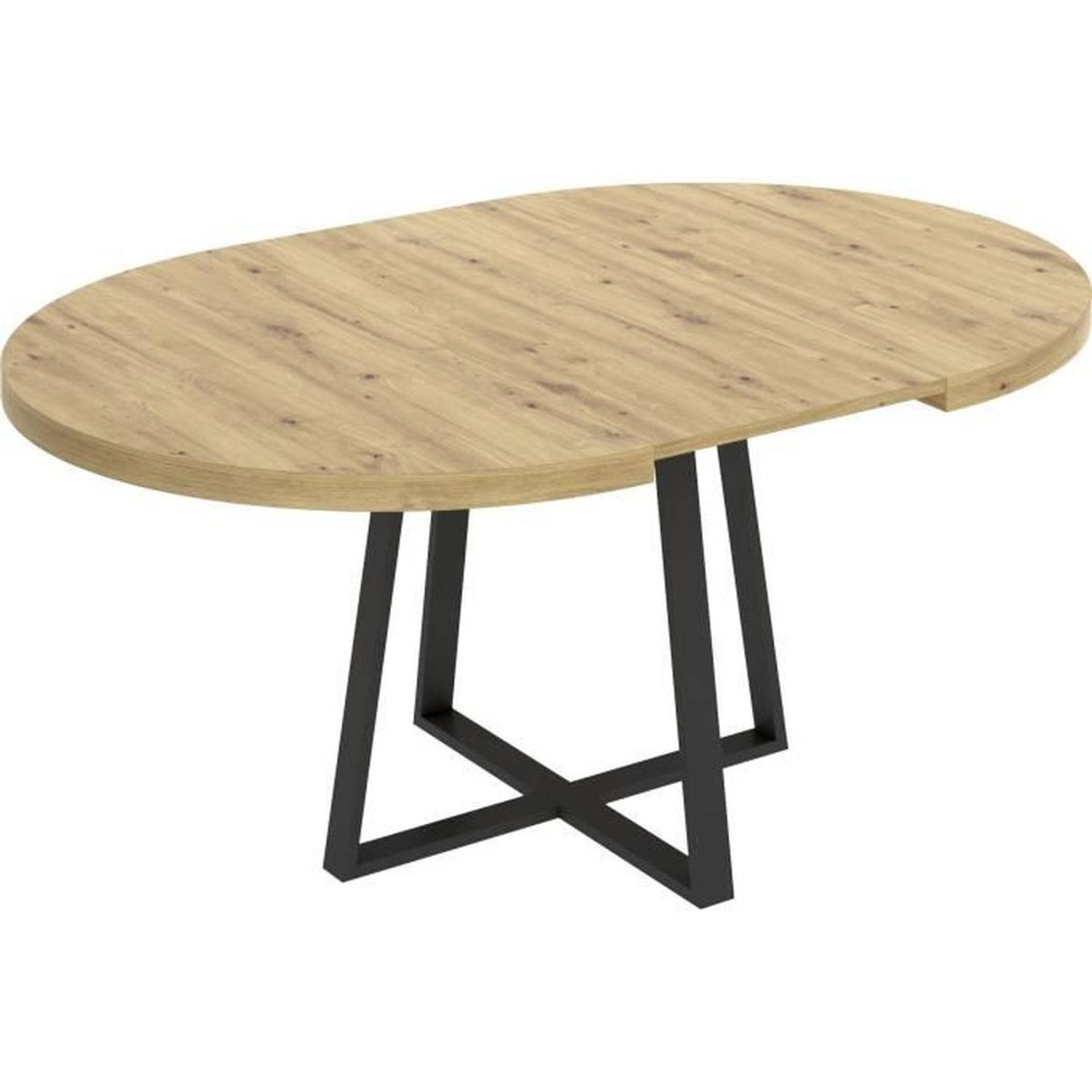 DUNA uitschuifbare ronde tafel - 4 tot 6 zitplaatsen - Eiken decor - B110 x D110/152 x H77 cm