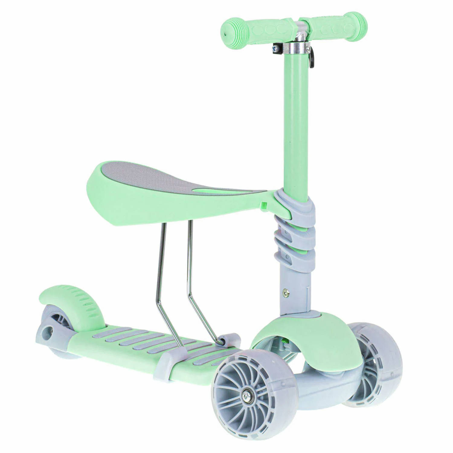 Luxe balans 3 in 1 step met zitje driewieler skateboard met lichtgevende wielen vanaf 3+ jaar