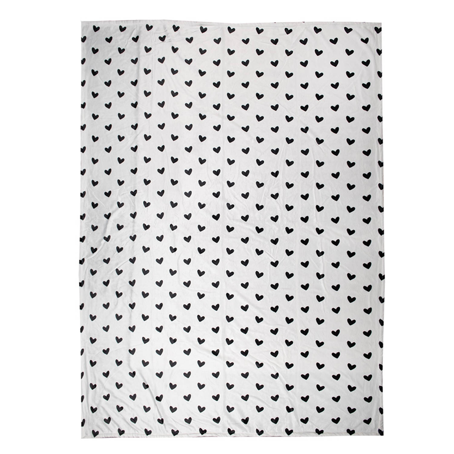 Clayre & Eef Plaid 130x170 cm Wit Zwart Polyester Deken