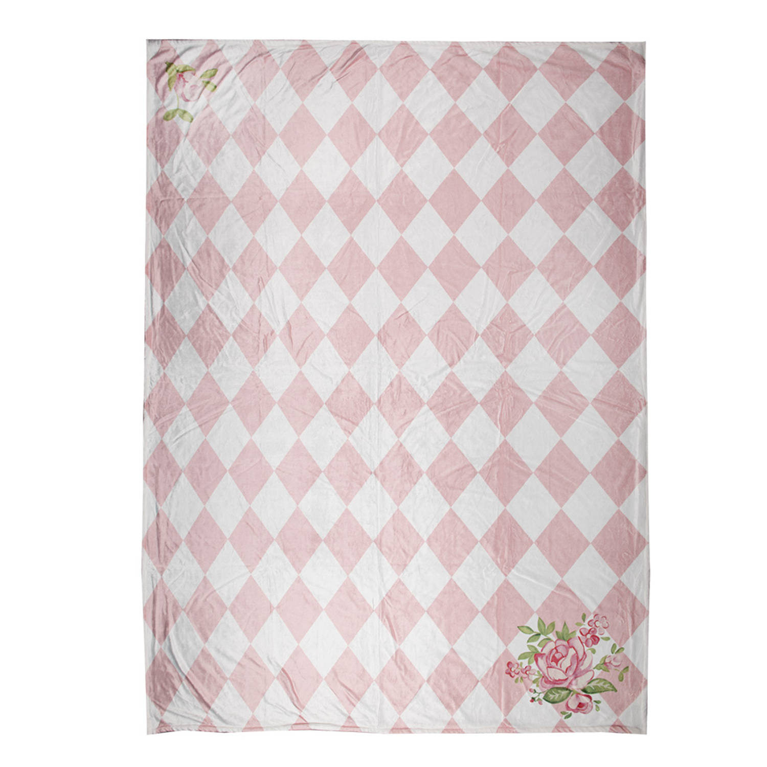 Clayre & Eef Plaid 130x170 cm Roze Wit Polyester Deken