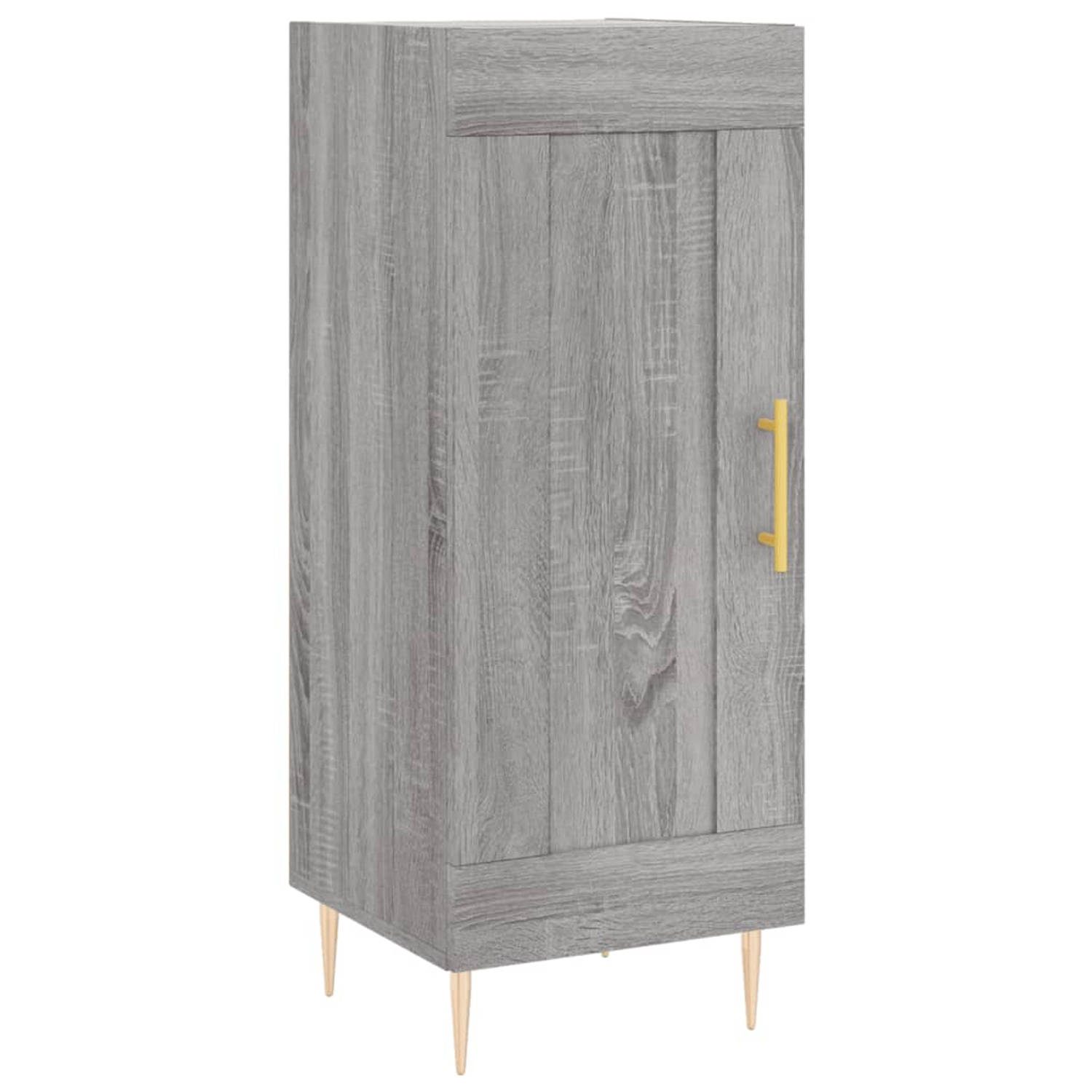 The Living Store Dressoir - Trendy - Dressoir - 34.5 x 34 x 90 cm - Grijs Sonoma Eiken - Bewerkt hout en metaal