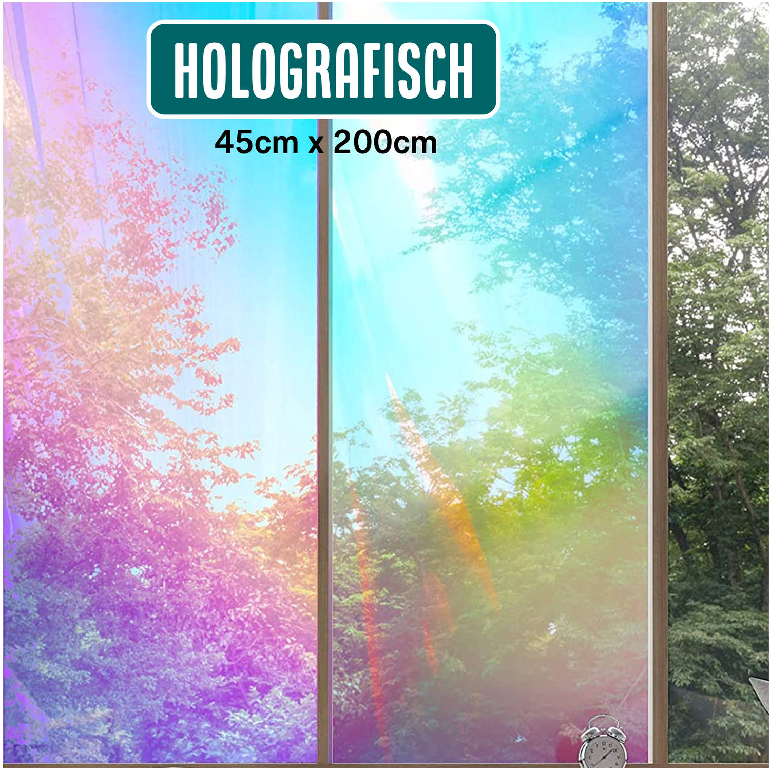 Holografische Raamfolie HR++ 45x200cm Zonwerend & Isolerend Statisch Zelfklevend Zeepbel-effect