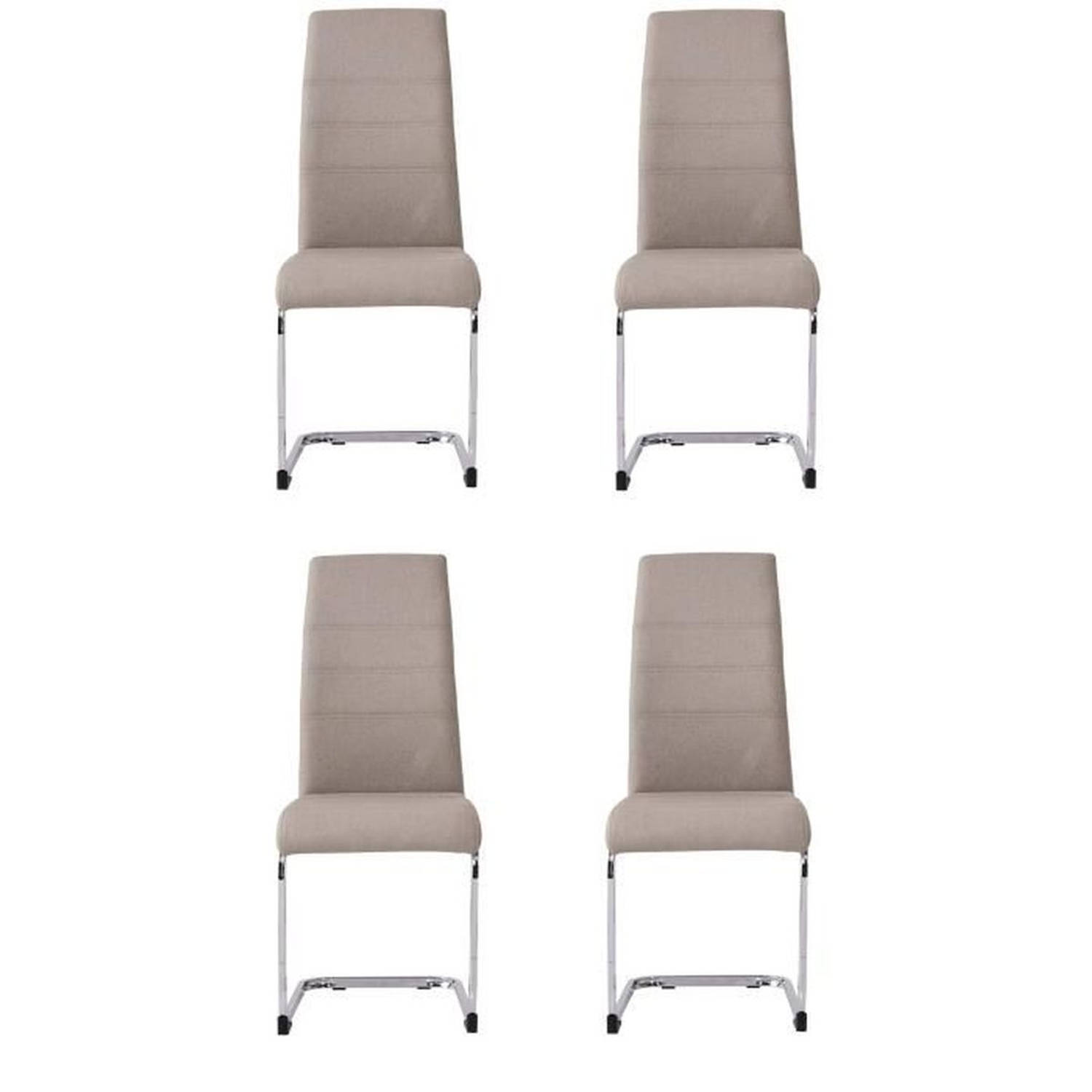 JANE Set van 4 stoelen - Chroom onderstel - Taupe stof - L 42 x D 56 x H 99 cm