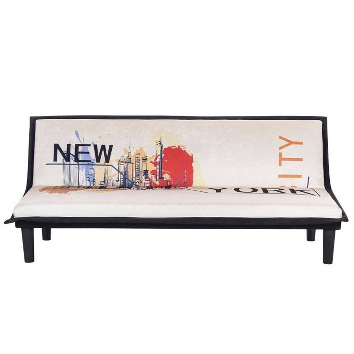 CLIC Click 3 -Seater Cassy Cassy Print New York - Witte en zwarte stof bedrukt New York - L 179 X D 79 X H 74 cm