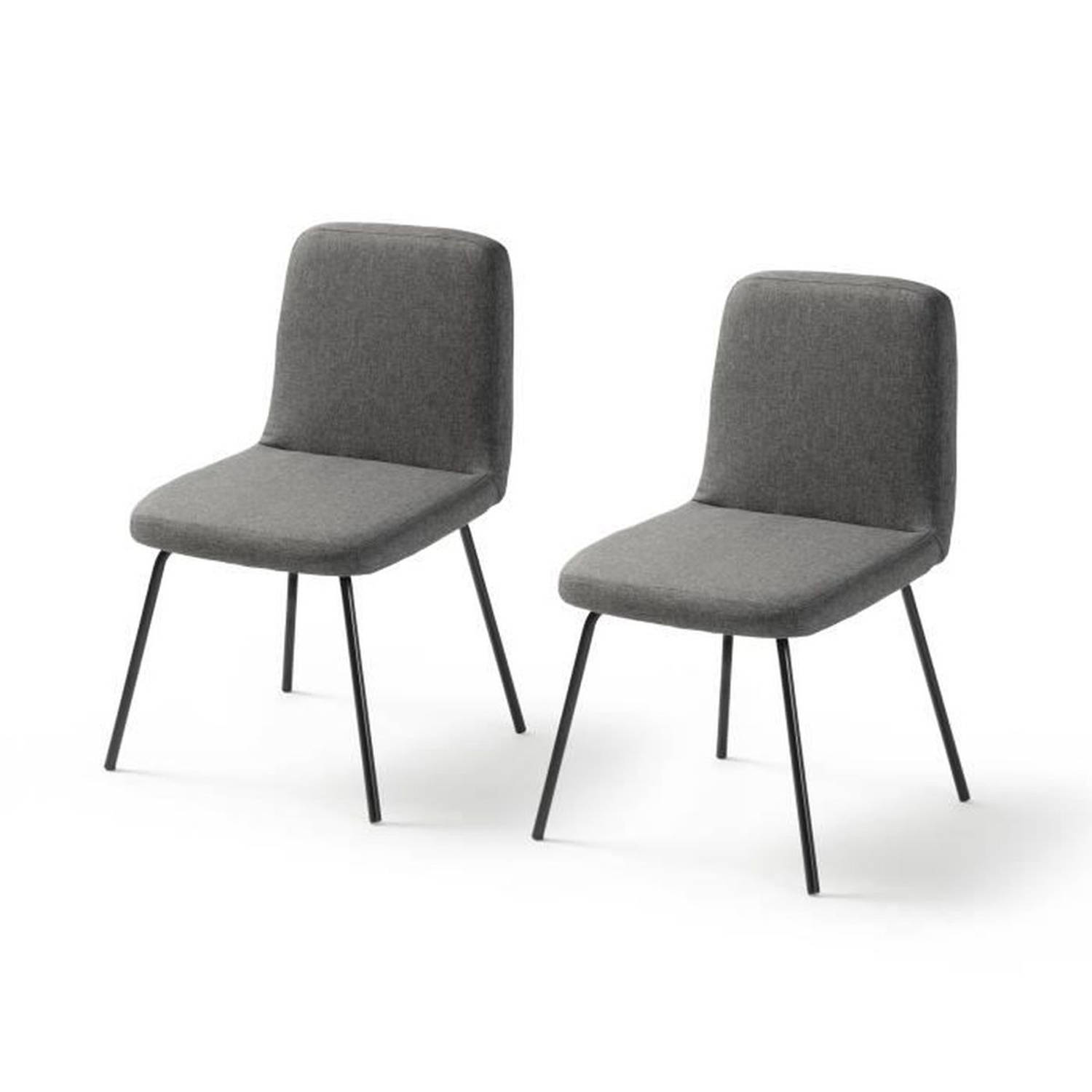 Set van 2 stoelen - Metalen poten - Grijze stof - L 44 x D 56 x H 80 cm