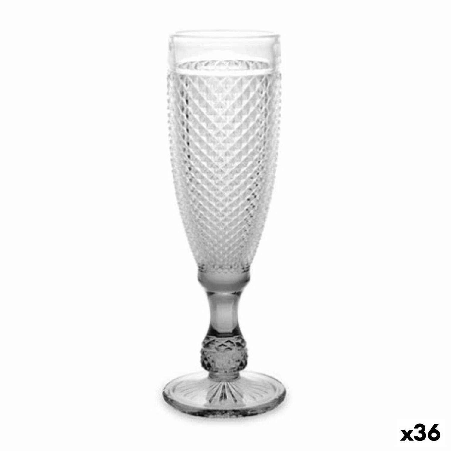 Champagneglas Transparant Antraciet Glas 185 ml (36 Stuks)