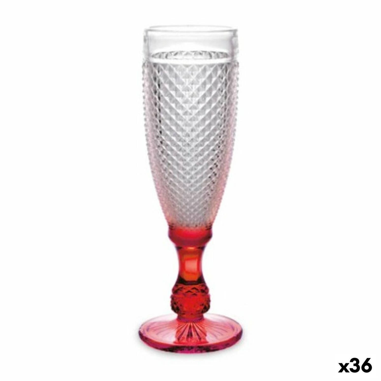 Champagneglas Rood Transparant Glas 185 ml (36 Stuks)