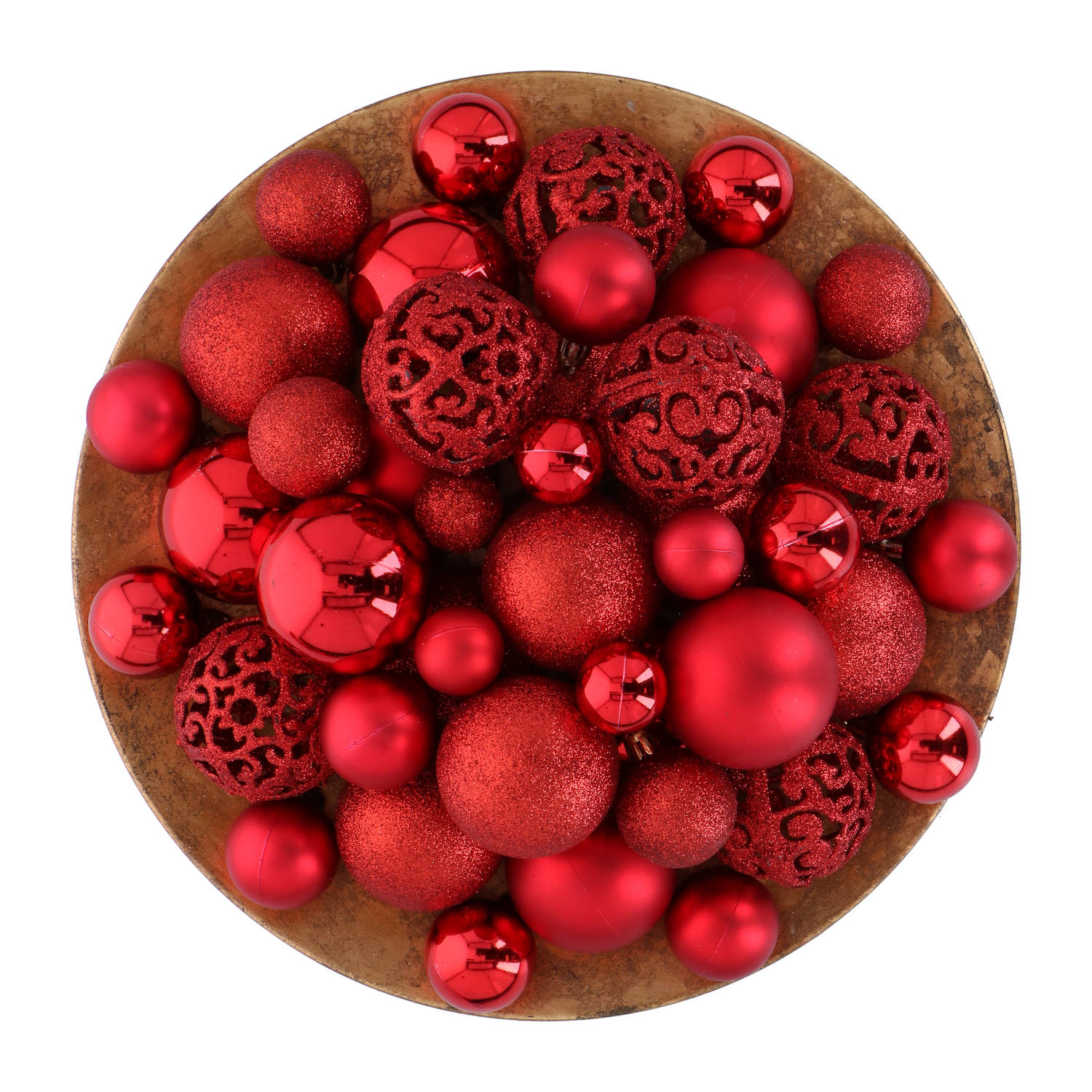 Giftsome Rode Kerstballen Set - 101 Stuks Kunststof Kerstballen - Incl. Piek - Ø3/4/6 cm