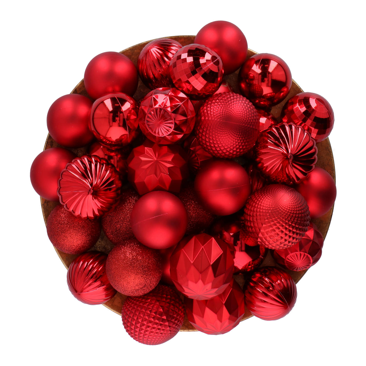 Giftsome Rode Kerstballen Set - 60 Stuks Kunststof Kerstballen - Ø6/7 cm