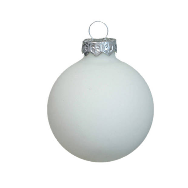 Othmar Decorations mini kerstballen van glas - 24x - wit satijn - 2,5 cm - Kerstbal