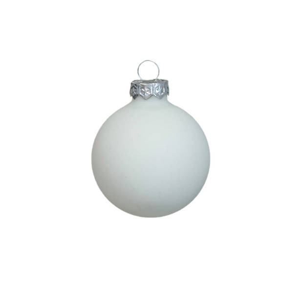 Othmar Decorations mini kerstballen van glas - 24x - wit satijn - 2,5 cm - Kerstbal