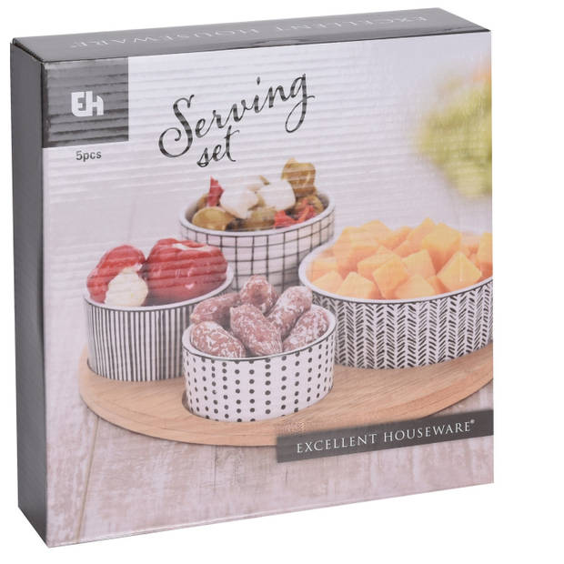 Excellent Houseware set van 4x luxe hapjes/sausjes/tapas schaaltjes - Snack en tapasschalen