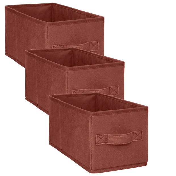 5Five Opbergmand/kastmand - 3x - vakkenkast - 7 liter - bordeaux rood - 15 x 31 x 15 cm - Opbergmanden