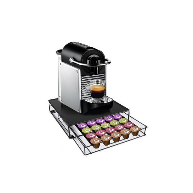 Koffie cup/capsule houder/dispenser - metaal - zwart - 32 x 29 cm - Koffiecuphouders