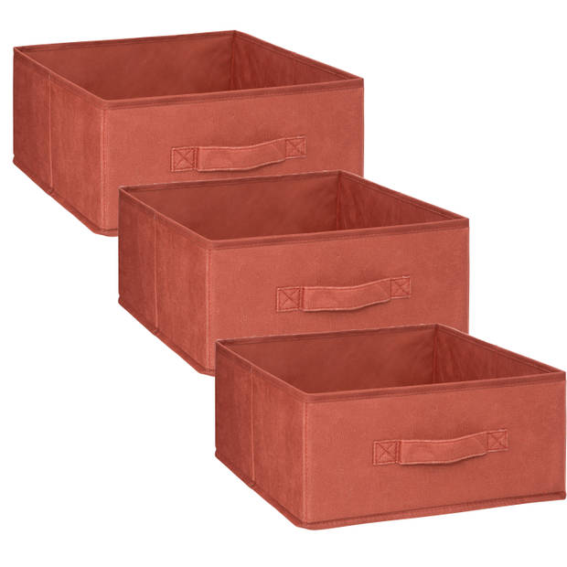 5Five Opbergmand/kastmand - 3x - vakkenkast - 14 liter - bordeaux rood - 31 x 31 x 15 cm - Opbergmanden