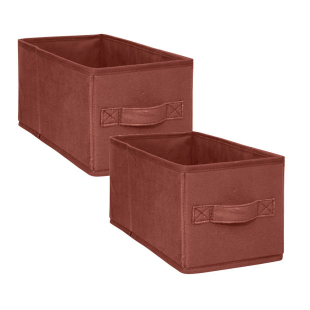 5Five Opbergmand/kastmand - 4x - vakkenkast - 7 liter - bordeaux rood - 15 x 31 x 15 cm - Opbergmanden