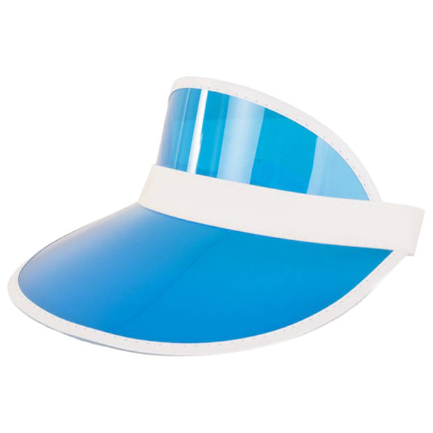 Verkleed zonneklep/sunvisor - 2x - voor volwassenen - blauw/wit - Carnaval hoed - Verkleedhoofddeksels