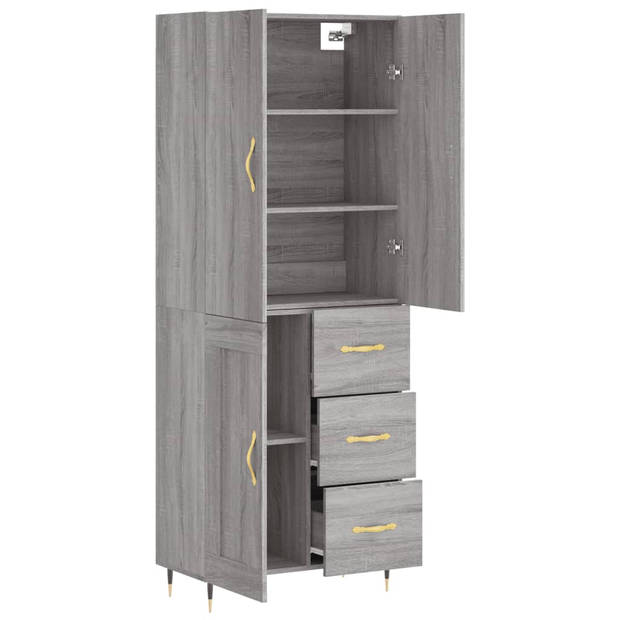 vidaXL Hoge kast 69,5x34x180 cm bewerkt hout grijs sonoma eikenkleurig