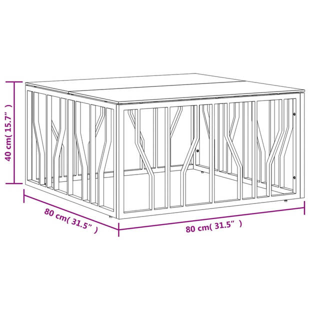 vidaXL Salontafel 80x80x40 cm roestvrij staal en glas goudkleurig