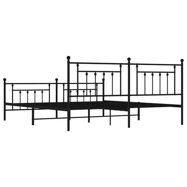 vidaXL Bedframe met hoofd- en voeteneinde metaal zwart 200x200 cm