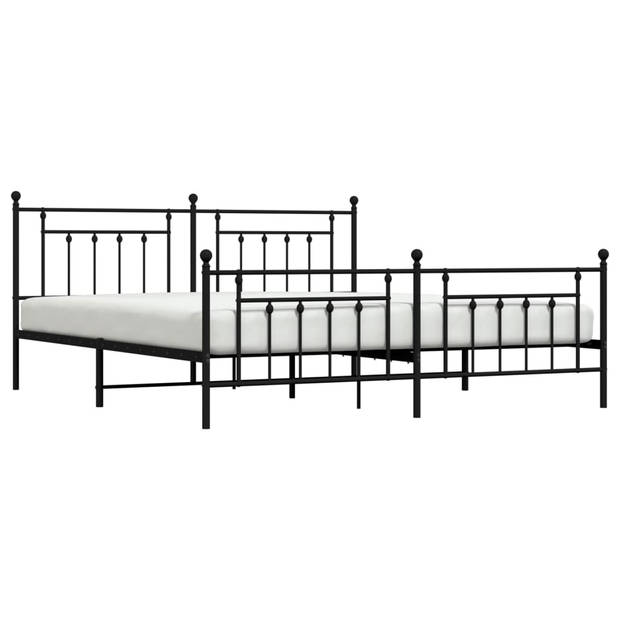 vidaXL Bedframe met hoofd- en voeteneinde metaal zwart 193x203 cm