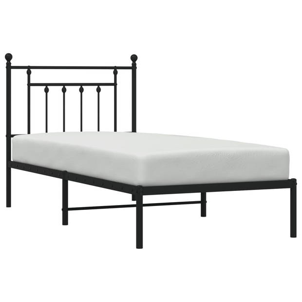 vidaXL Bedframe met hoofdbord metaal zwart 80x200 cm