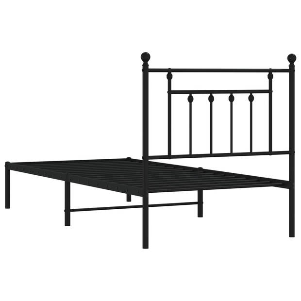 vidaXL Bedframe met hoofdbord metaal zwart 80x200 cm