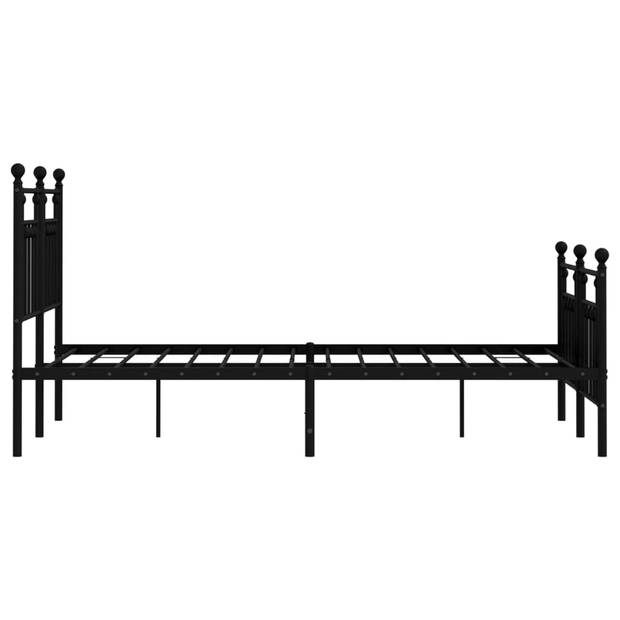 vidaXL Bedframe met hoofd- en voeteneinde metaal zwart 135x190 cm