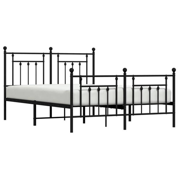 vidaXL Bedframe met hoofd- en voeteneinde metaal zwart 140x200 cm