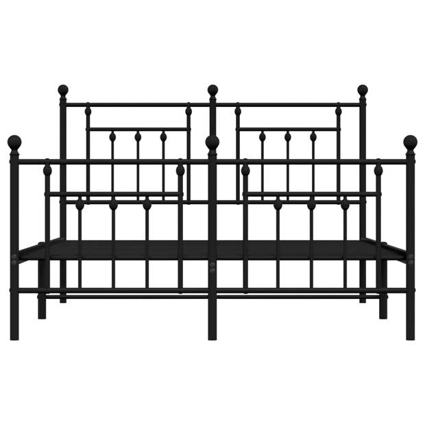 vidaXL Bedframe met hoofd- en voeteneinde metaal zwart 140x200 cm