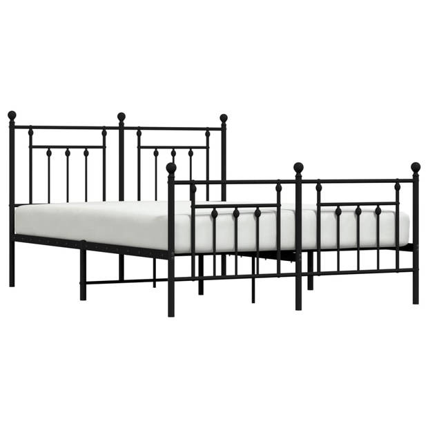 vidaXL Bedframe met hoofd- en voeteneinde metaal zwart 140x200 cm