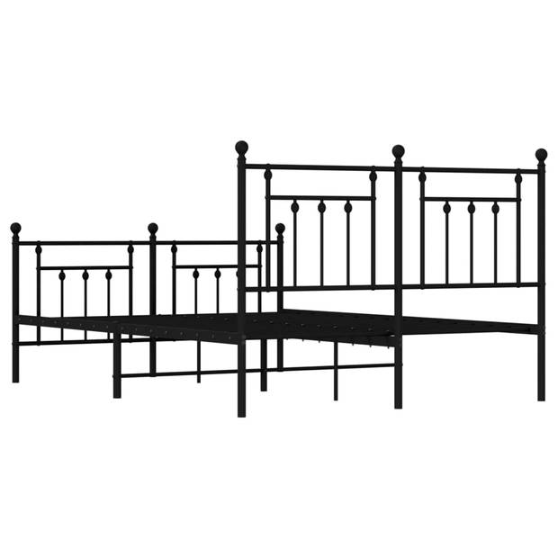 vidaXL Bedframe met hoofd- en voeteneinde metaal zwart 140x200 cm