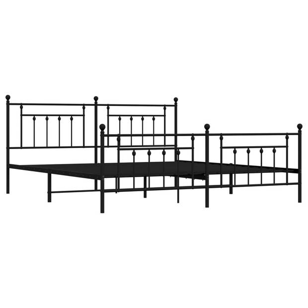 vidaXL Bedframe met hoofd- en voeteneinde metaal zwart 200x200 cm