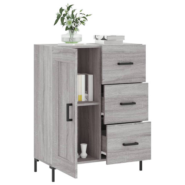 vidaXL Dressoir 69,5x34x90 cm bewerkt hout grijs sonoma eikenkleurig