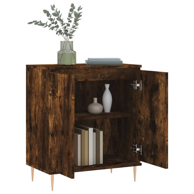 The Living Store Dressoir Buffetkast - 60 x 35 x 70 cm - Gerookt Eiken - Duurzaam Hout - IJzeren Poten