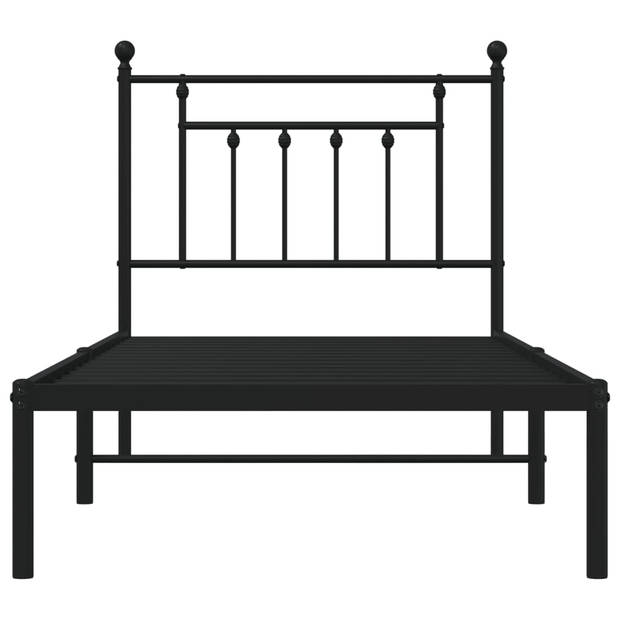 vidaXL Bedframe met hoofdbord metaal zwart 80x200 cm