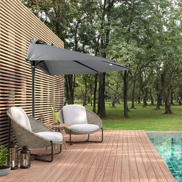 MaxxGarden Balkonparasol - aluminium parasol - halfrond - Ø 250 cm - antraciet