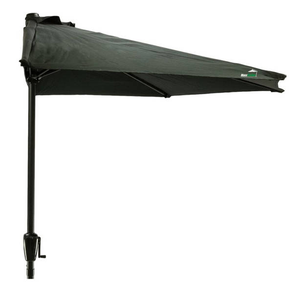 MaxxGarden Balkonparasol - Aluminium Parasol - Halfrond - Ø 270 cm- Set met Extra Voet (zwart)