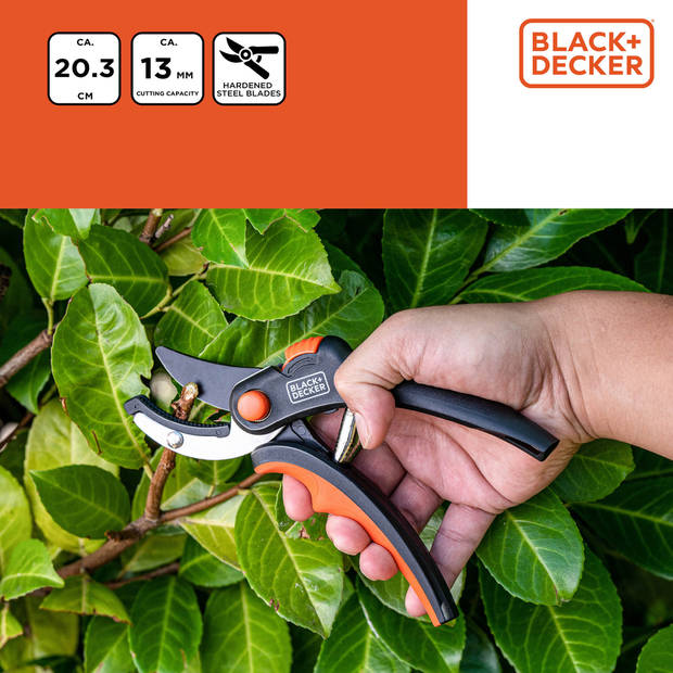BLACK+DECKER Snoeischaar - 14 Ø Knipcapaciteit - Gehard Stalen Blad - Soft Grip Handvat - 20x6x1.6 CM