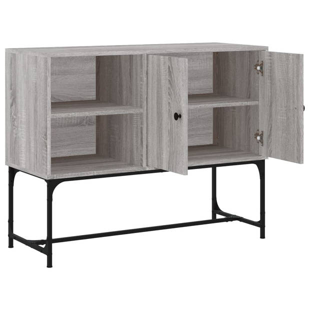 The Living Store-Dressoir-100x40x79-5-cm-bewerkt-hout-grijs-sonoma-eikenkleurig - Keukenkast