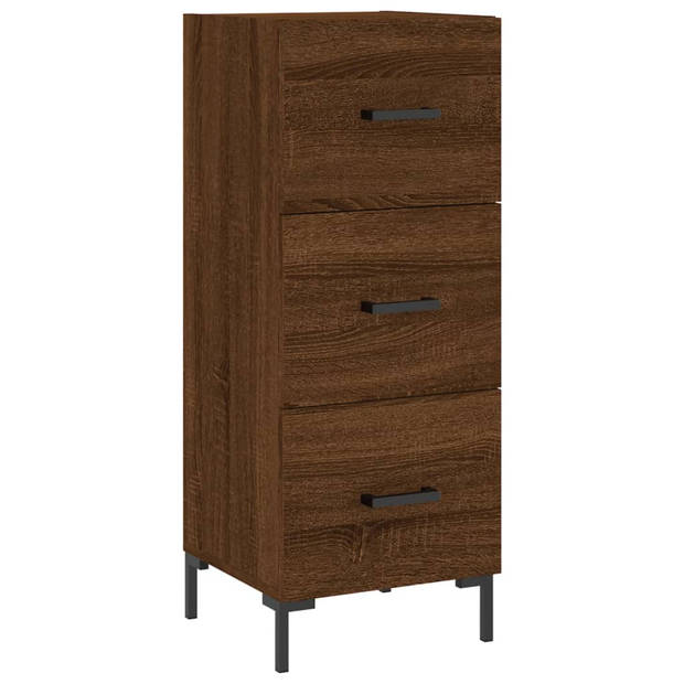 The Living Store Hoge Kast - Bruineiken - Dressoir 34.5x34x90cm + Opzetkast 34.5x34x90cm - Duurzaam materiaal