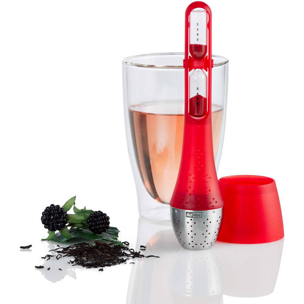 Adhoc - Santea Theefilter met Zandloper - Roestvast Staal - Rood