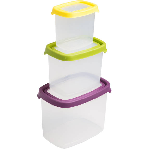 Wham - Opbergbox Seal It Stapelbaar Set van 3 Stuks - Polypropyleen - Multicolor
