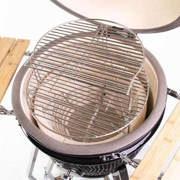 Yakiniku - BBQ Accessoire Kamado 16 Inch Medium Rooster Extra Verhoogd - Roestvast Staal - Zilver