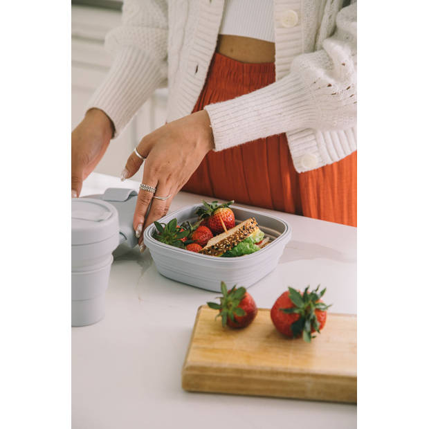 Stojo - Lunchbox 700 ml Cashmere (Samengevouwen Verpakking) - Siliconen - Grijs