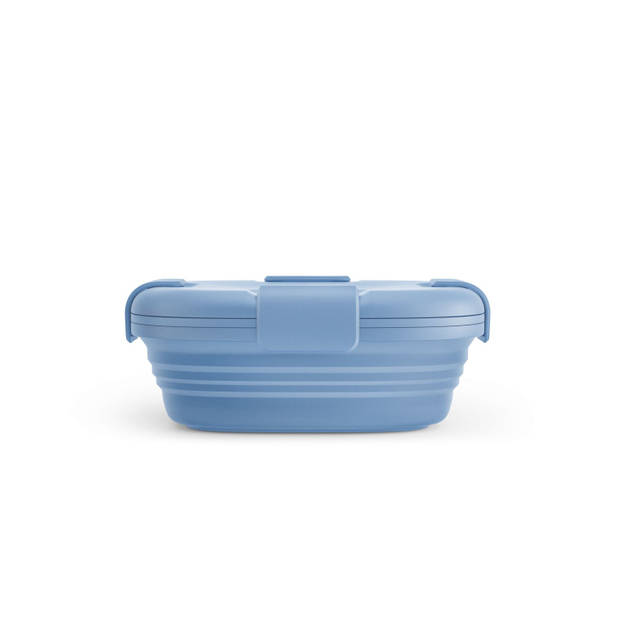 Stojo - Lunchbox 700 ml Steel (Samengevouwen Verpakking) - Siliconen - Blauw