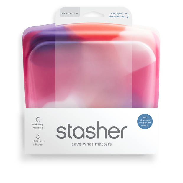 Stasher - Sandwich Vershoudzak 828 ml Tie Dye Pink - Siliconen - Roze