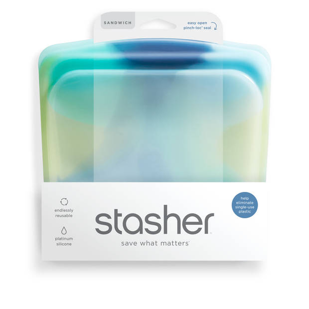Stasher - Sandwich Vershoudzak 828 ml Tie Dye Blue - Siliconen - Blauw