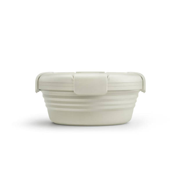 Stojo - Saladeschaal met Deksel 1065 ml Oat (Samengevouwen Verpakking) - Siliconen - Beige